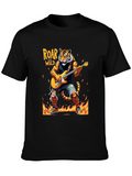 Roar Wild Tiger Graphic Tee - Rocking Guitarist T-Shirt