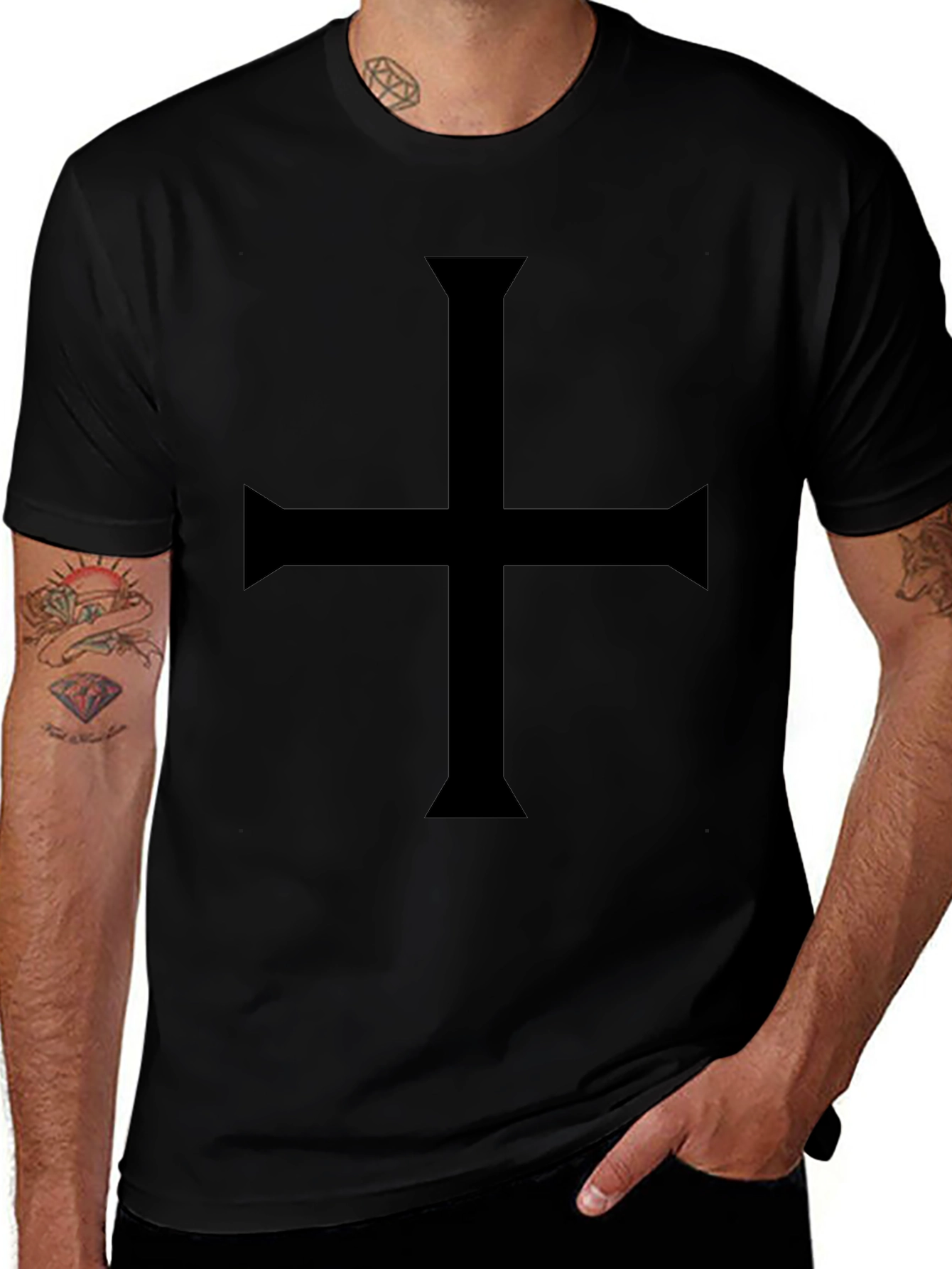 Black Cross T-Shirt - Gothic Symbol Tee