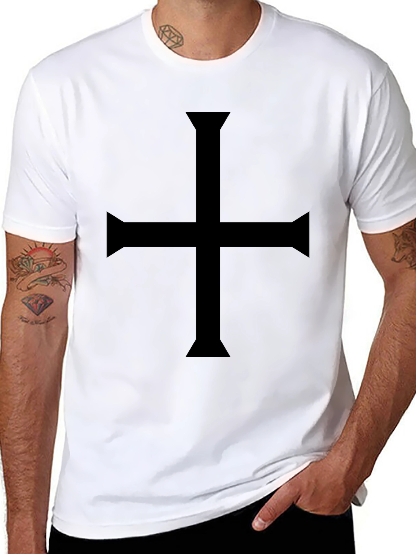 Black Cross T-Shirt - Gothic Symbol Tee