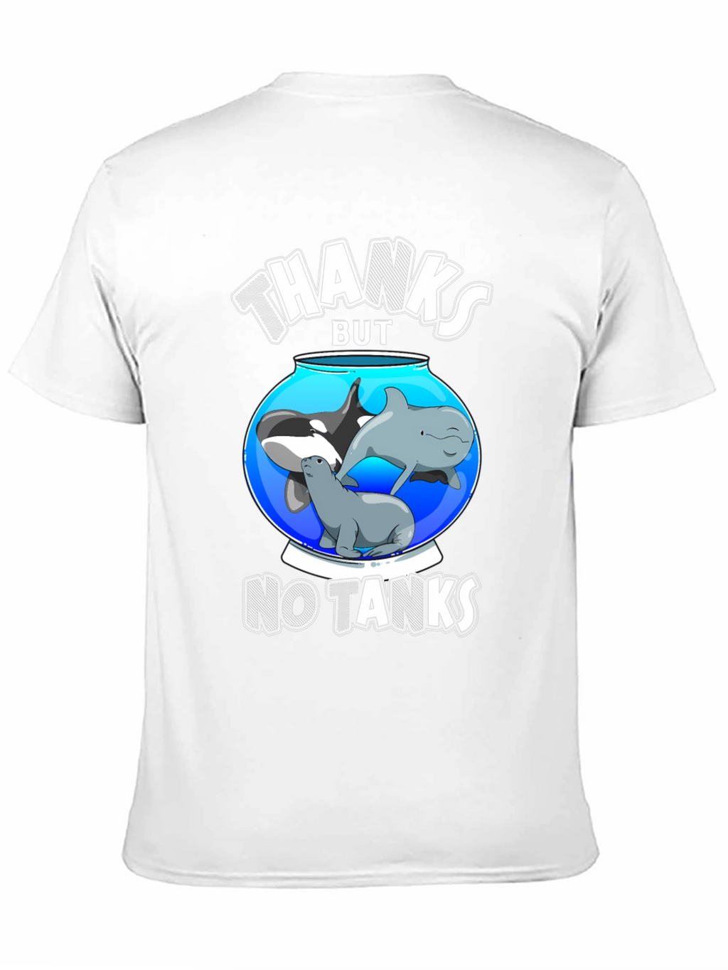 Humorous No Tanks Ocean Creature Graphic T-Shirt