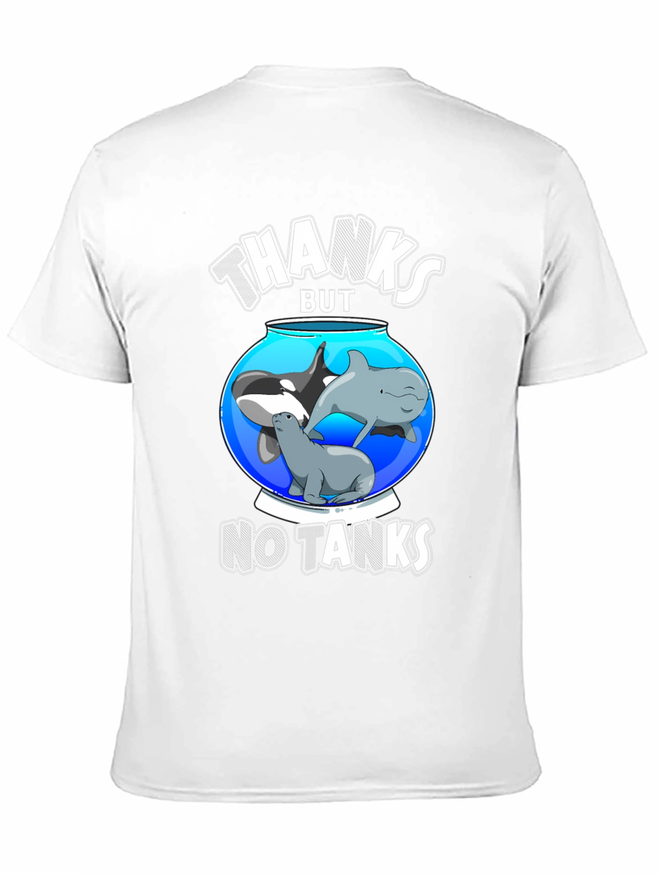 Humorous No Tanks Ocean Creature Graphic T-Shirt