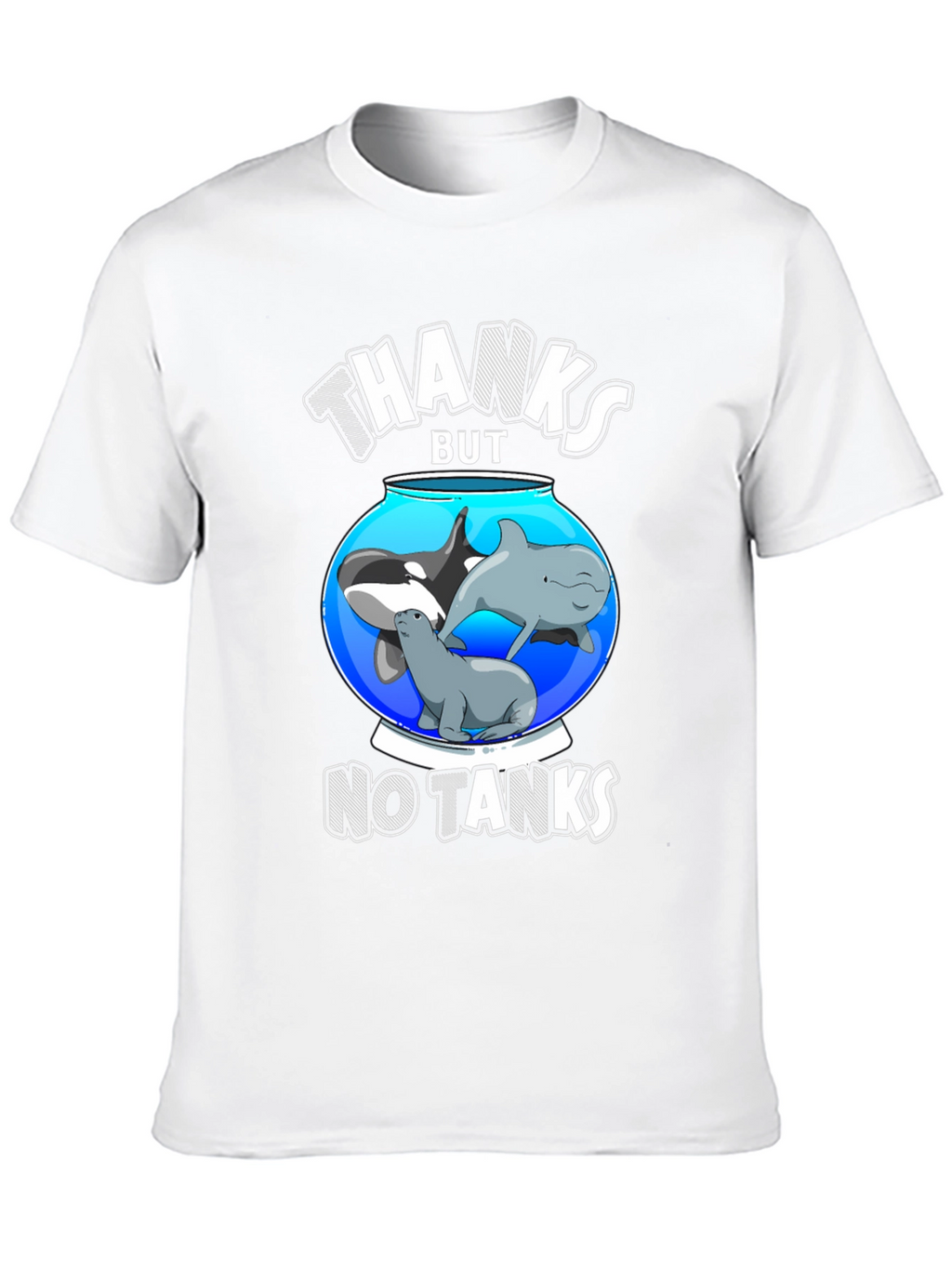 Humorous No Tanks Ocean Creature Graphic T-Shirt