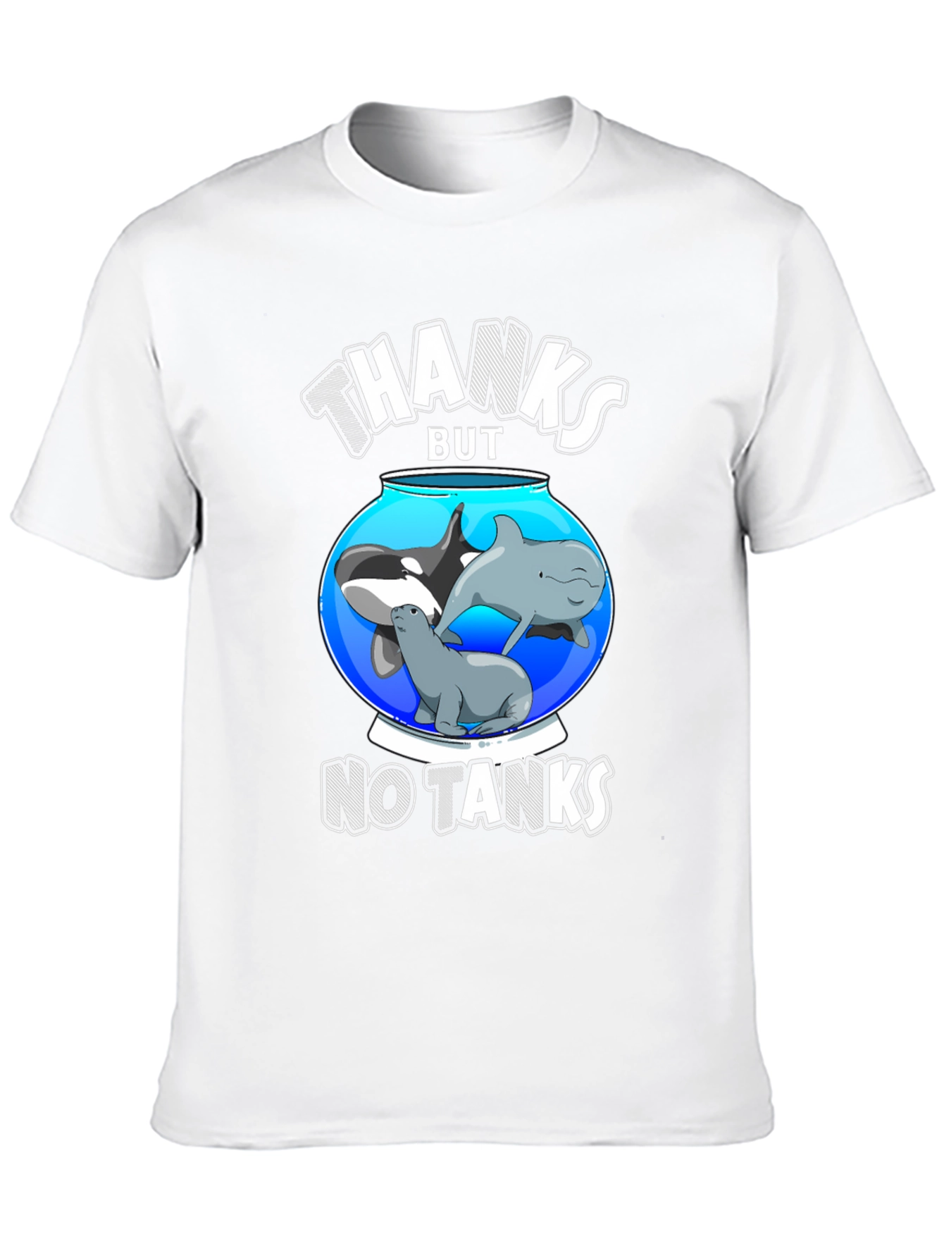 Humorous No Tanks Ocean Creature Graphic T-Shirt