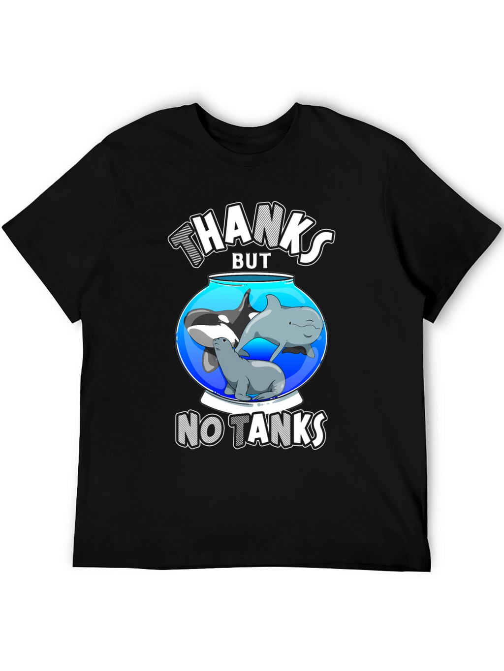 Humorous No Tanks Ocean Creature Graphic T-Shirt