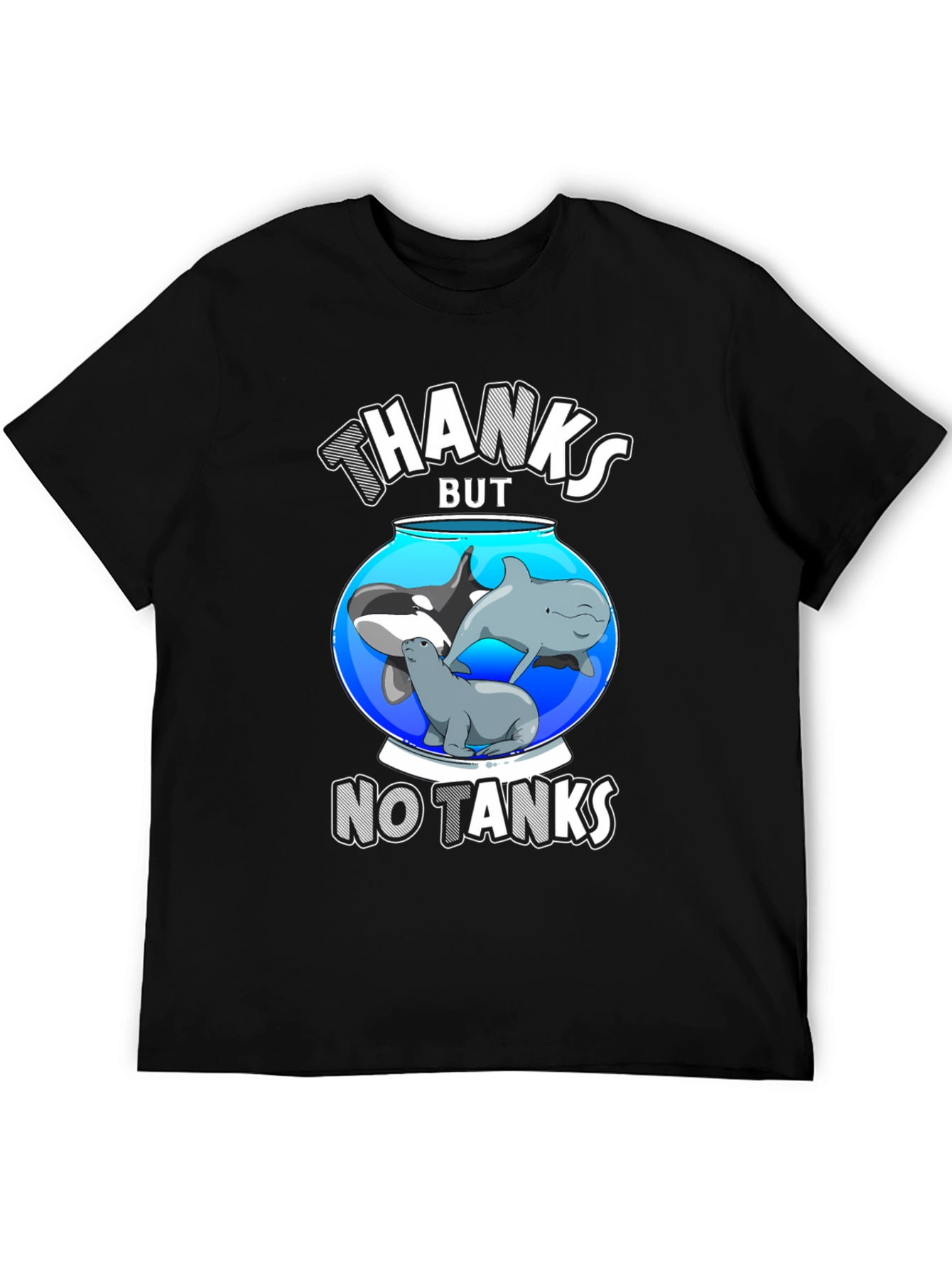 Humorous No Tanks Ocean Creature Graphic T-Shirt