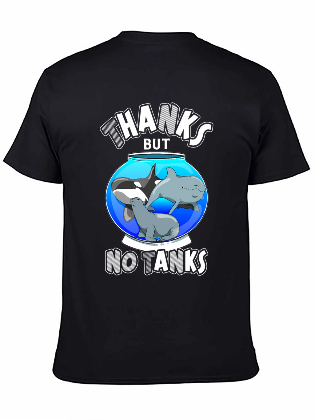 Humorous No Tanks Ocean Creature Graphic T-Shirt