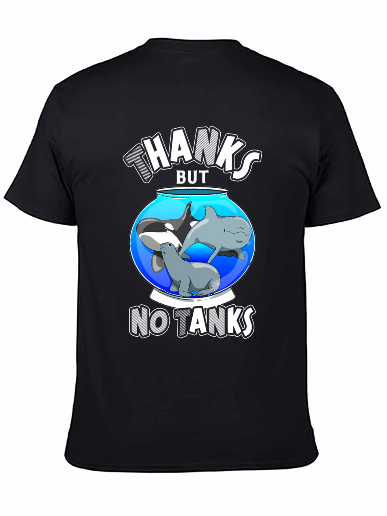 Humorous No Tanks Ocean Creature Graphic T-Shirt