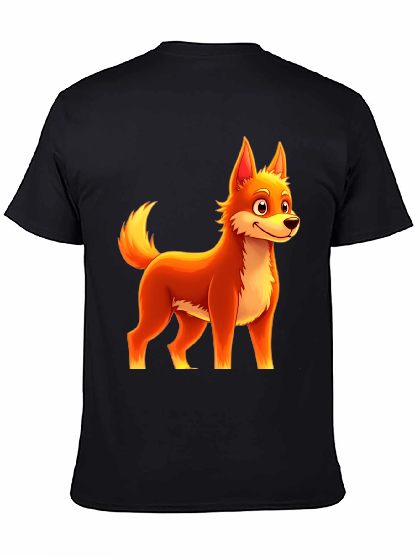Cartoon Fox Graphic Tee - Black