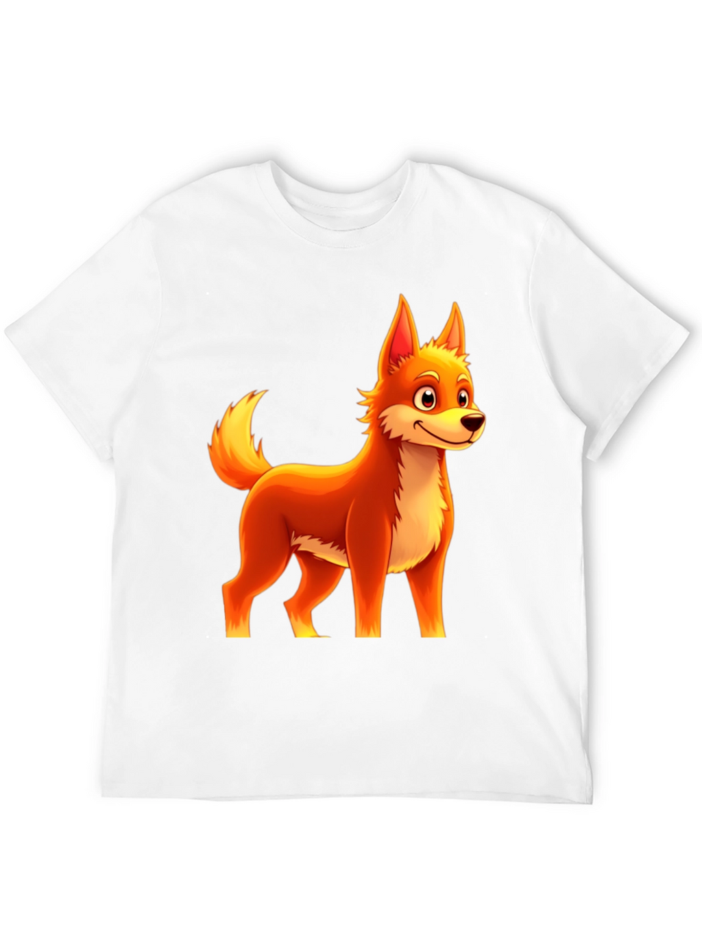 Cartoon Fox Graphic Tee - Black