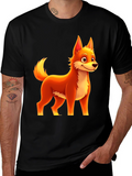 Cartoon Fox Graphic Tee - Black