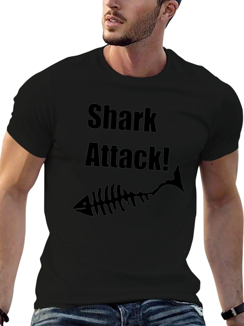 Shark Attack Black Graphic Tee