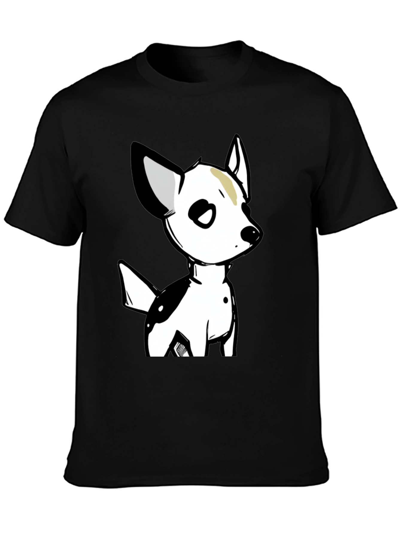 Cartoon Dog Graphic T-Shirt - Unisex Black Tee