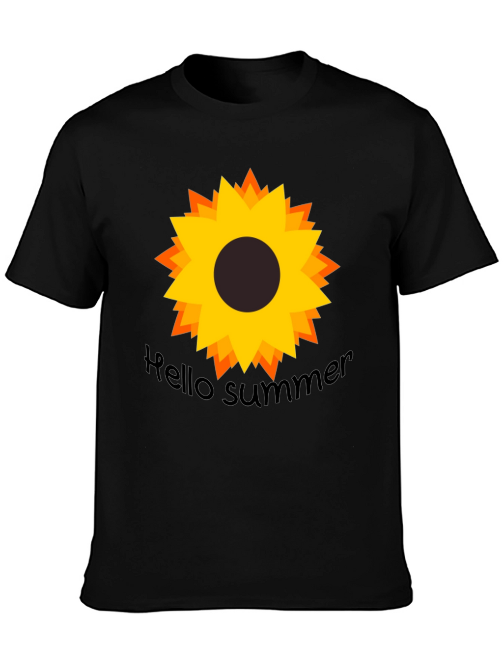 Hello Summer Sunflower Black Tee