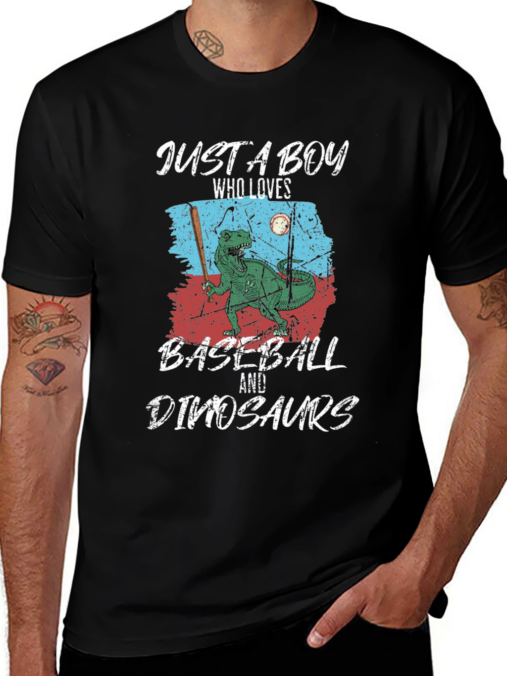 Boys Baseball & Dinosaurs T-Shirt