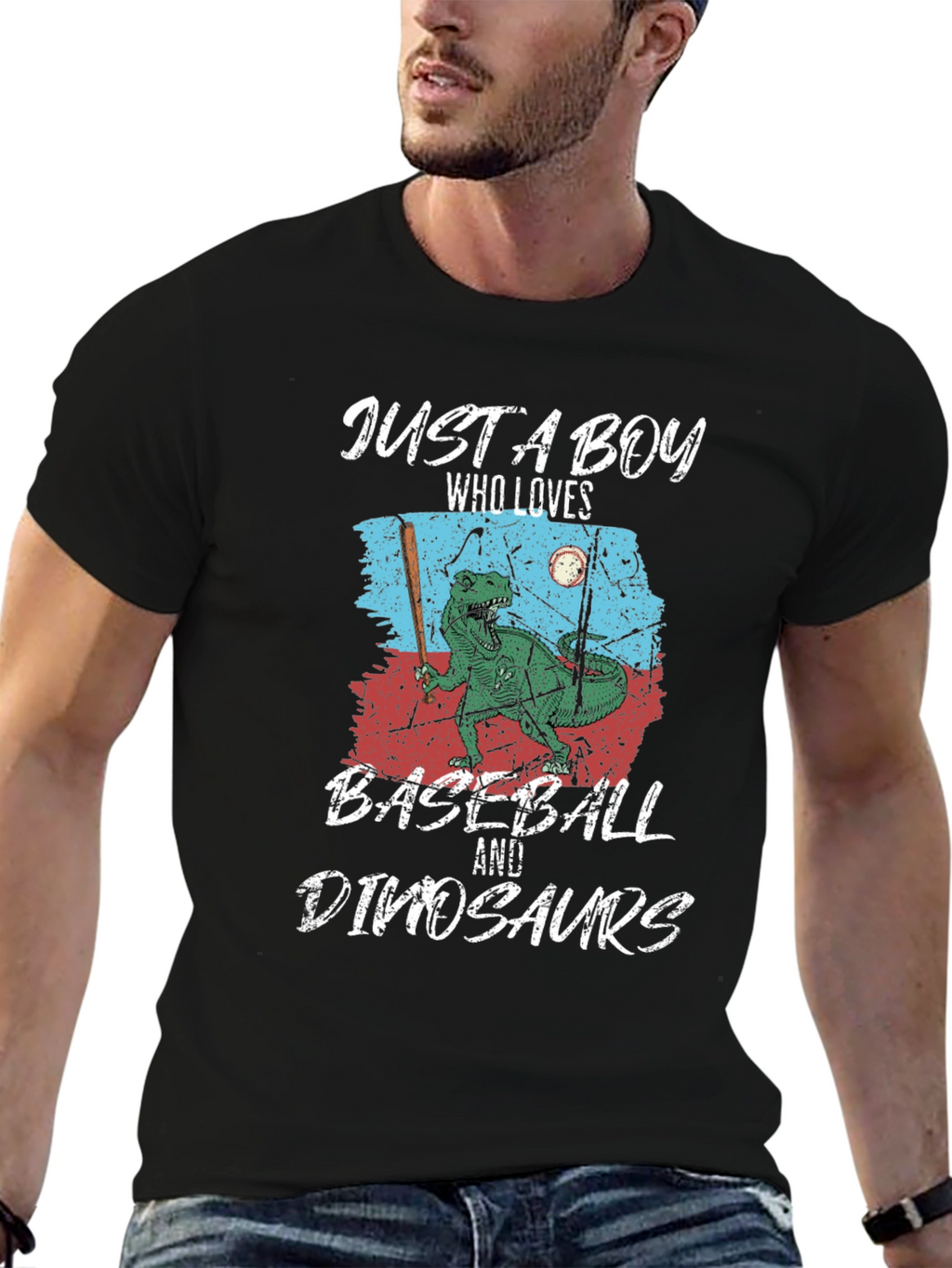 Boys Baseball & Dinosaurs T-Shirt