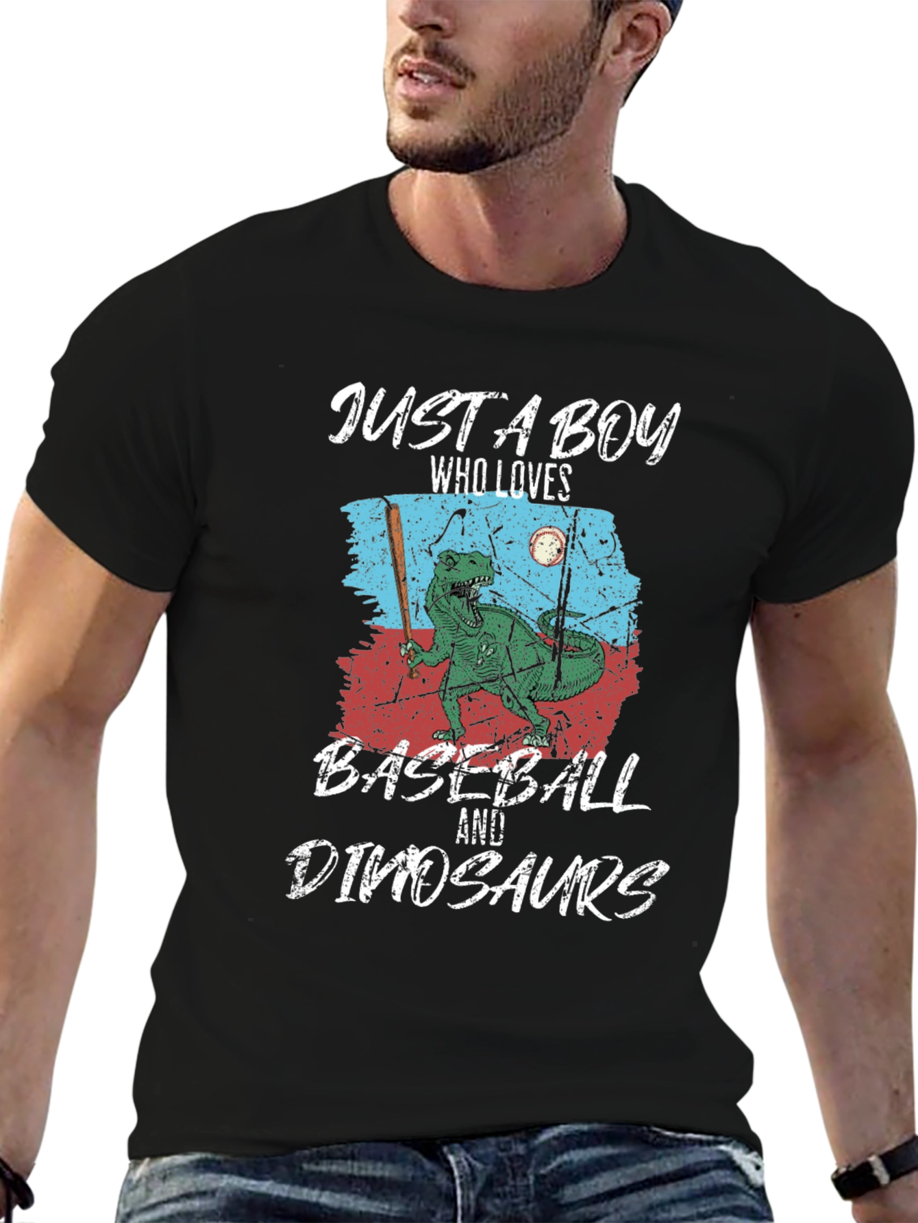 Boys Baseball & Dinosaurs T-Shirt