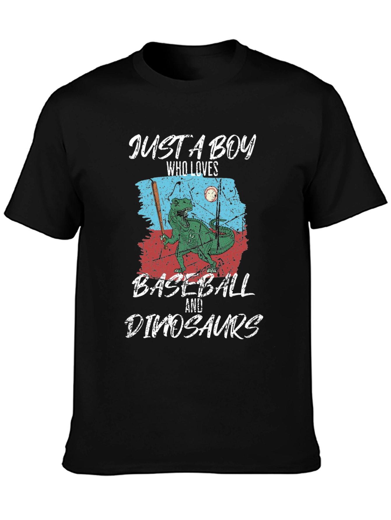 Boys Baseball & Dinosaurs T-Shirt