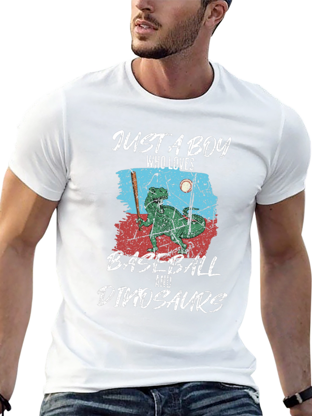 Boys Baseball & Dinosaurs T-Shirt