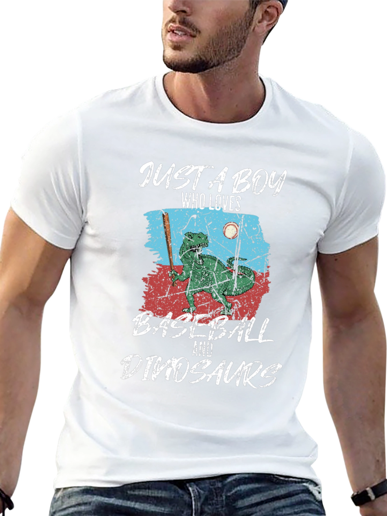 Boys Baseball & Dinosaurs T-Shirt