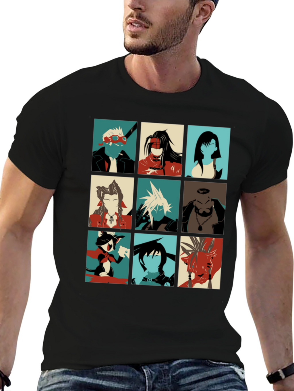 Final Fantasy VII T-Shirt - Character Grid Design