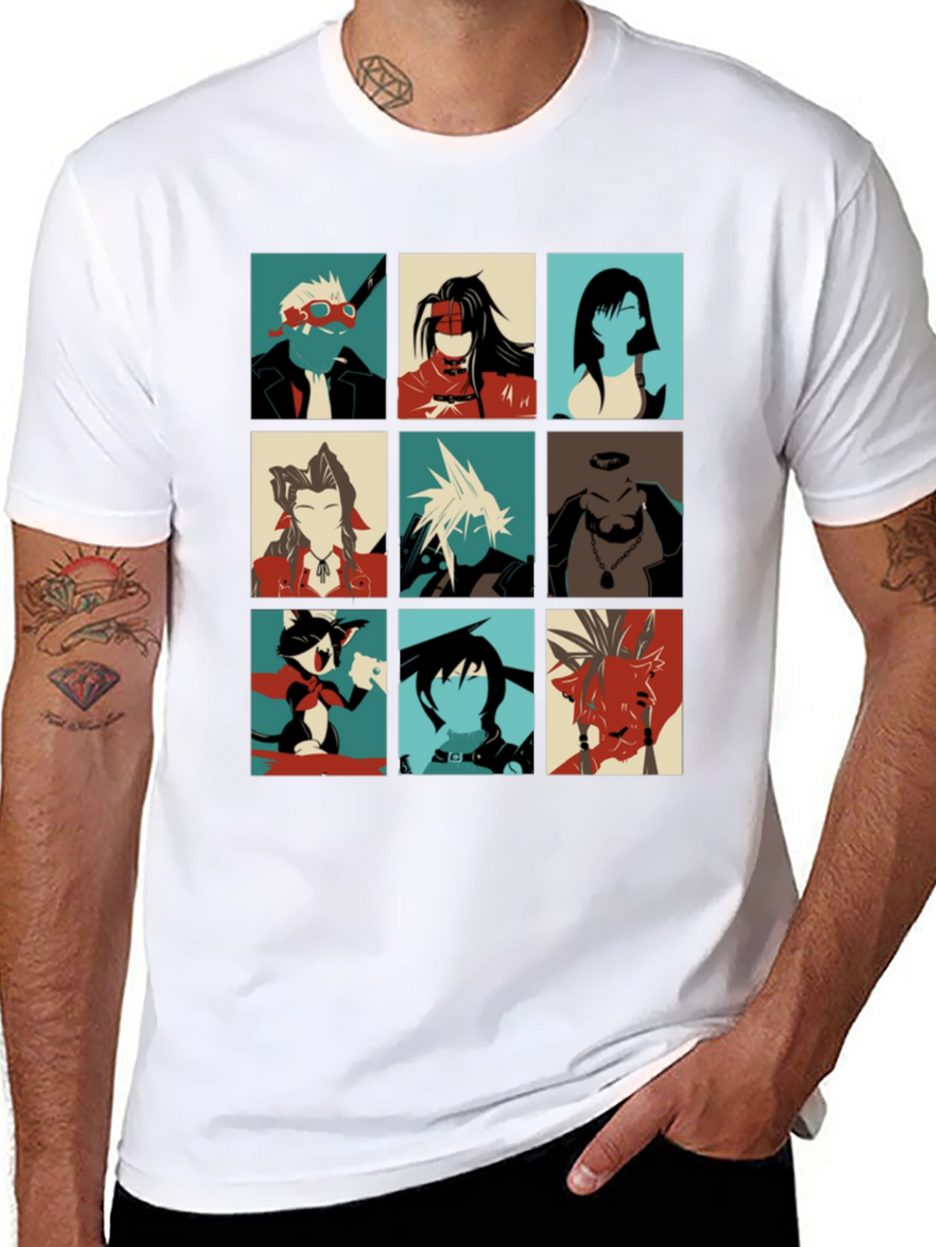 Final Fantasy VII T-Shirt - Character Grid Design