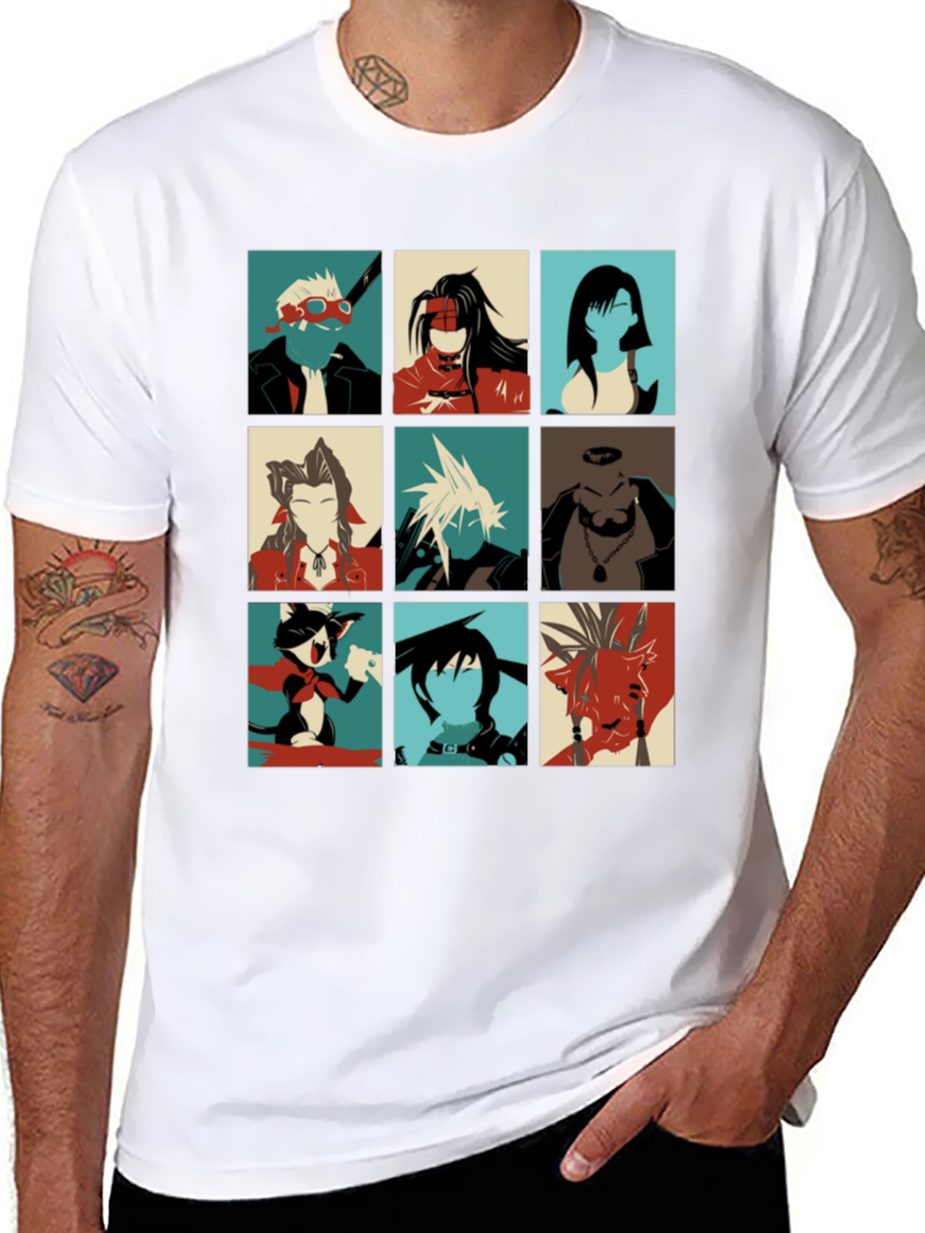 Final Fantasy VII T-Shirt - Character Grid Design