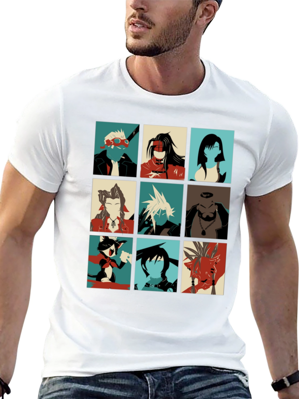Final Fantasy VII T-Shirt - Character Grid Design