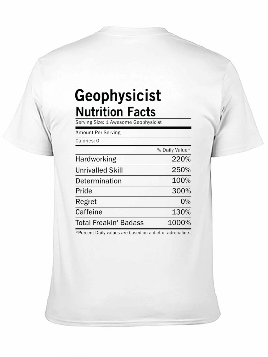 Geophysicist Nutrition Facts Funny Graphic T-Shirt