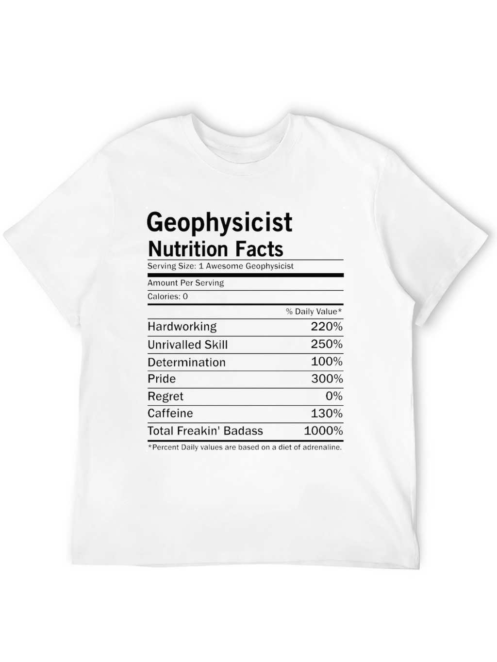 Geophysicist Nutrition Facts Funny Graphic T-Shirt