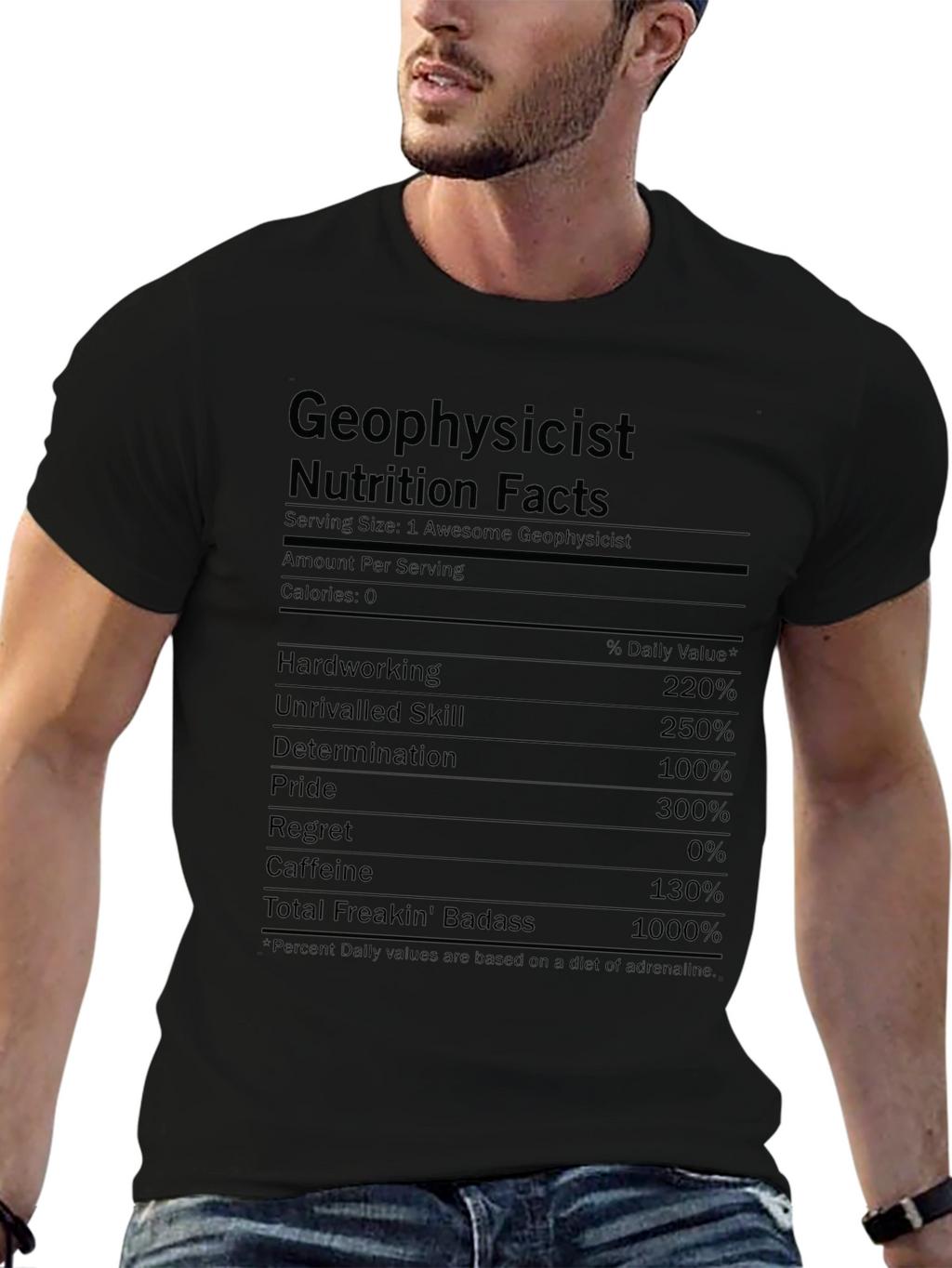 Geophysicist Nutrition Facts Funny Graphic T-Shirt