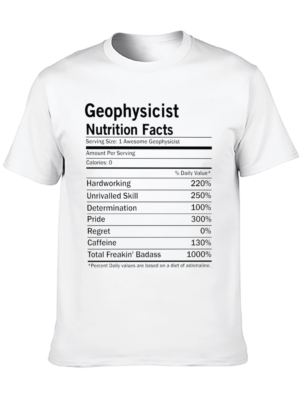 Geophysicist Nutrition Facts Funny Graphic T-Shirt