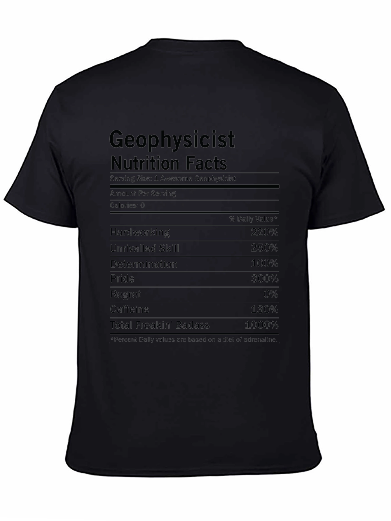 Geophysicist Nutrition Facts Funny Graphic T-Shirt