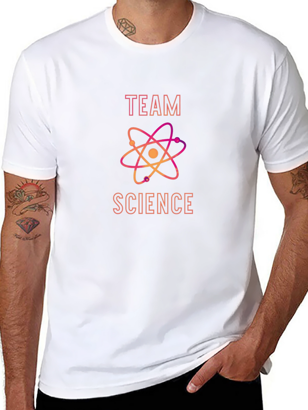 Team Science Black T-Shirt with Atom Design