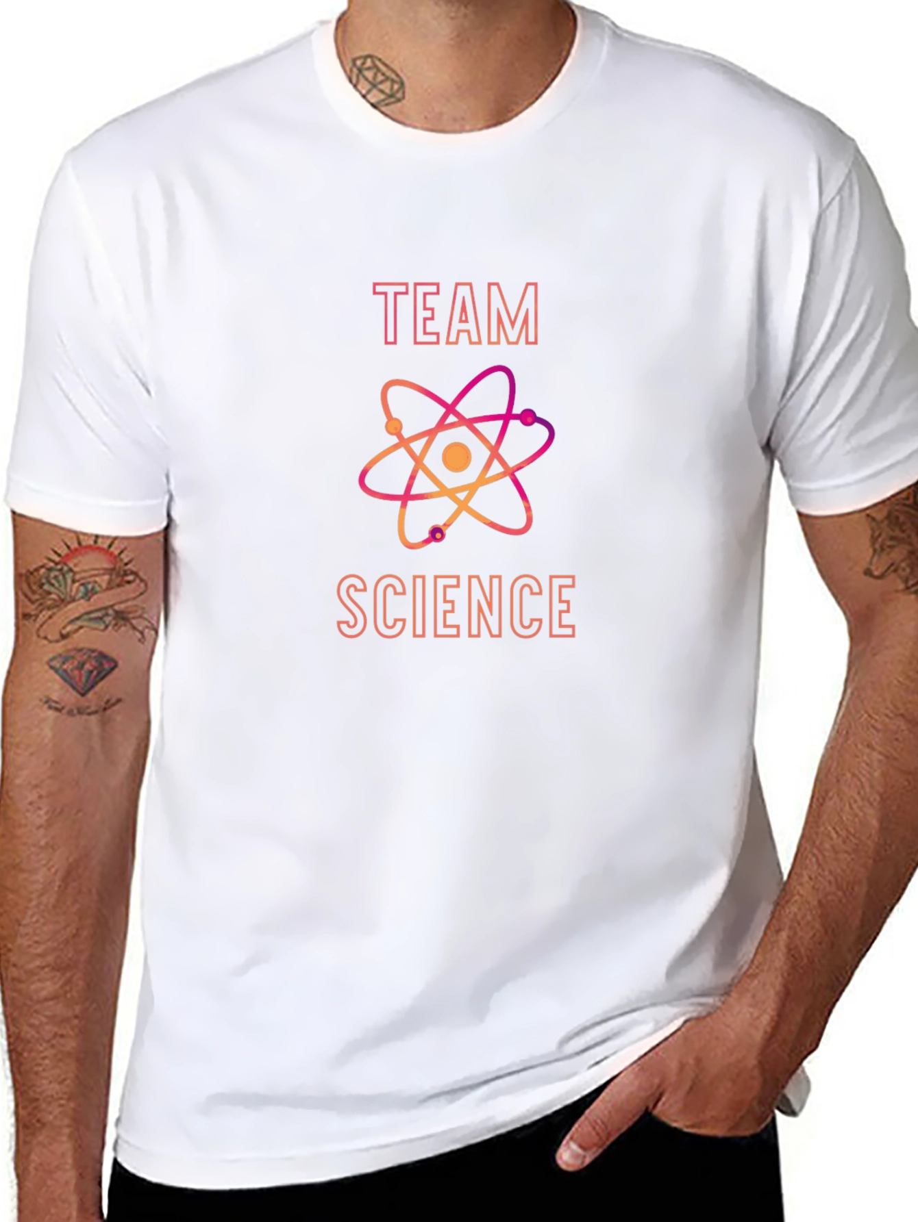Team Science Black T-Shirt with Atom Design