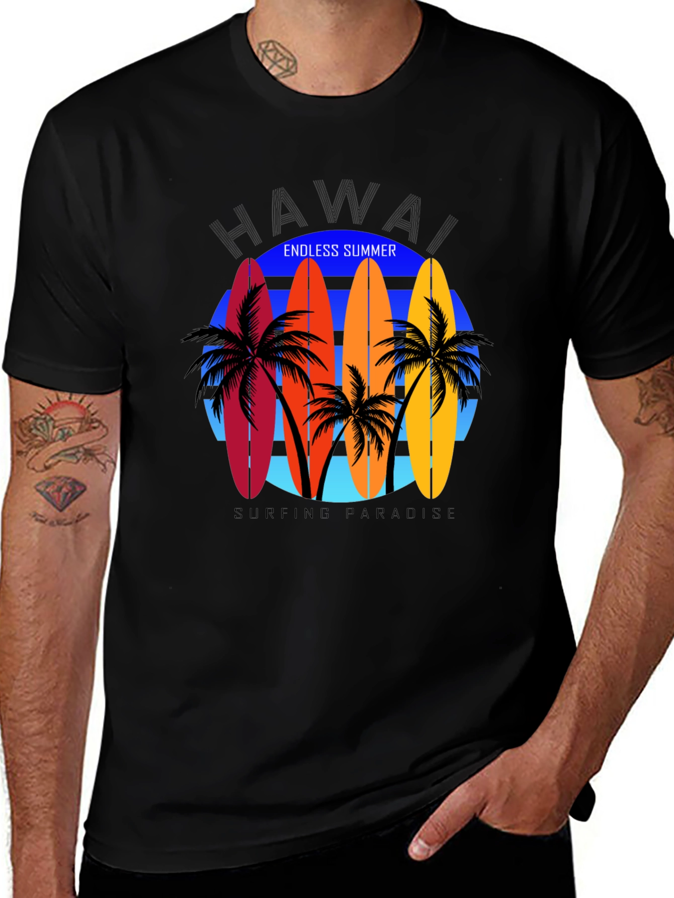 Hawaii Surfboard Graphic Tee - Endless Summer Vibes