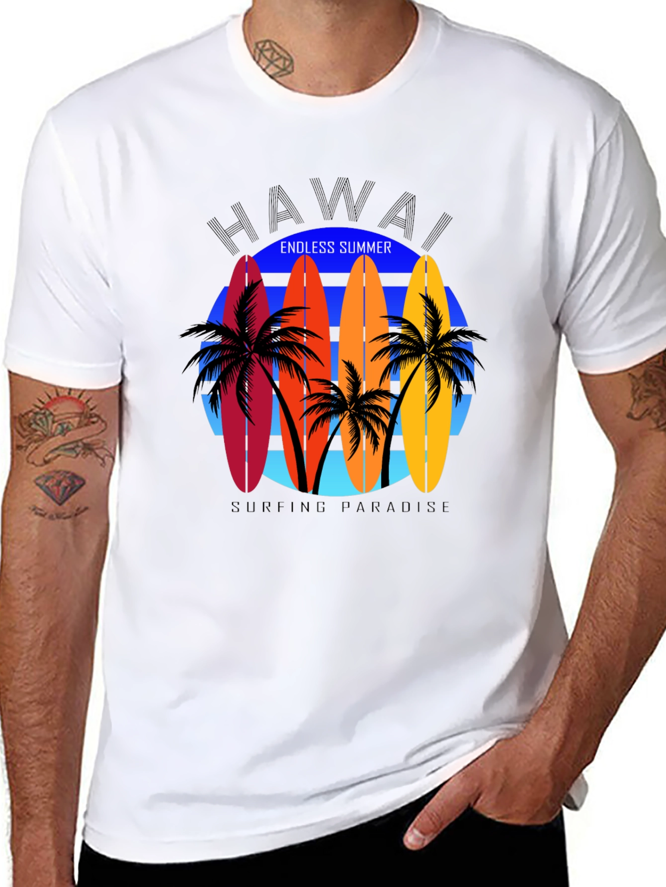 Hawaii Surfboard Graphic Tee - Endless Summer Vibes