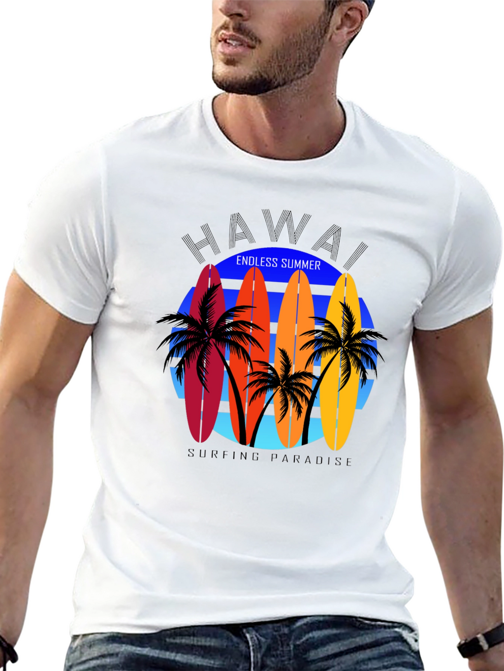 Hawaii Surfboard Graphic Tee - Endless Summer Vibes