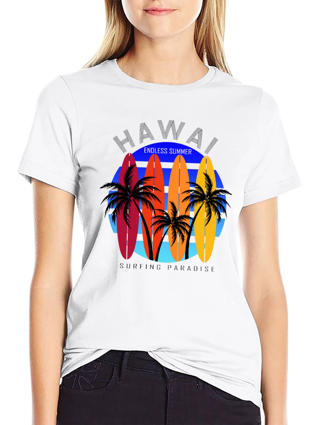 Hawaii Surfboard Graphic Tee - Endless Summer Vibes