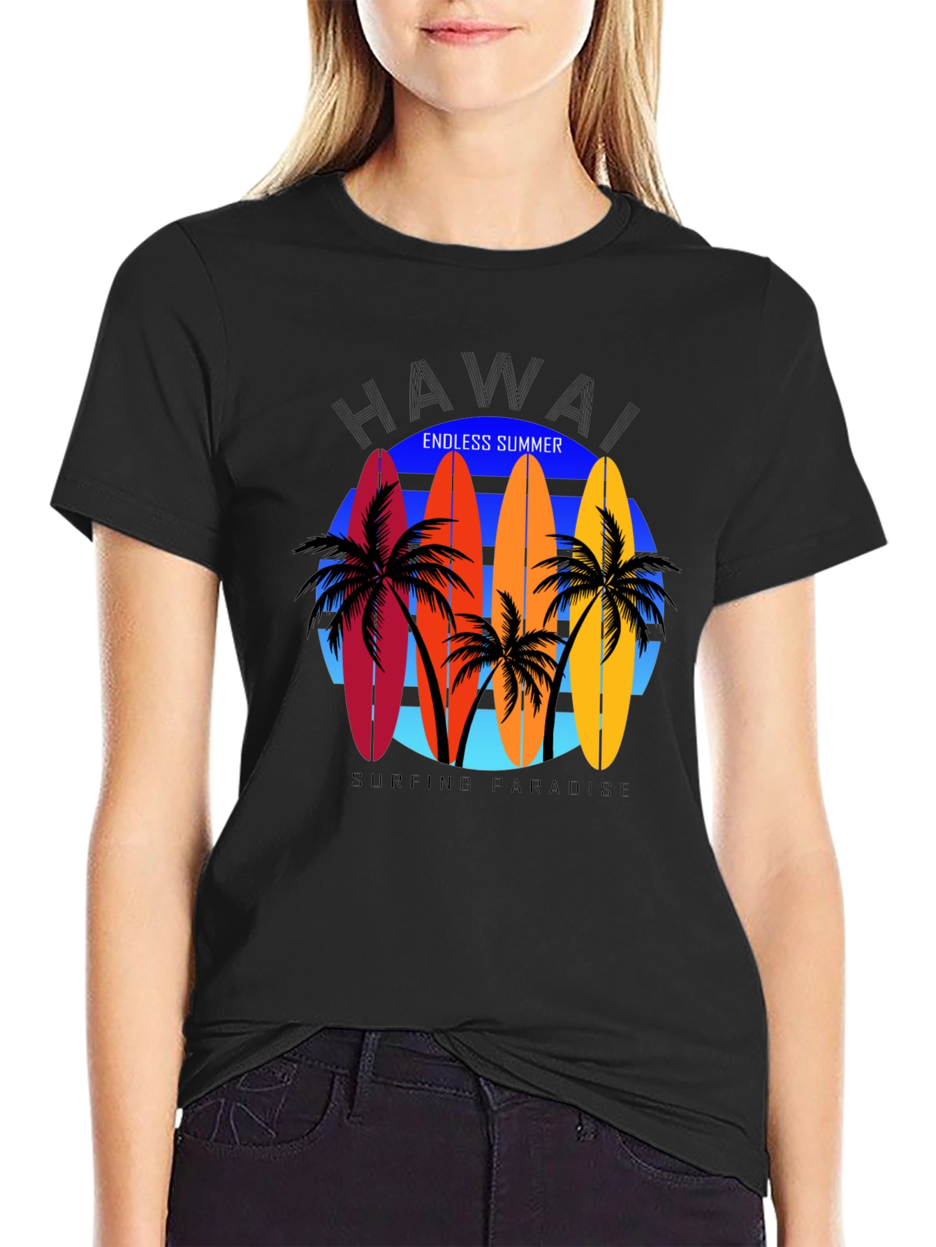 Hawaii Surfboard Graphic Tee - Endless Summer Vibes