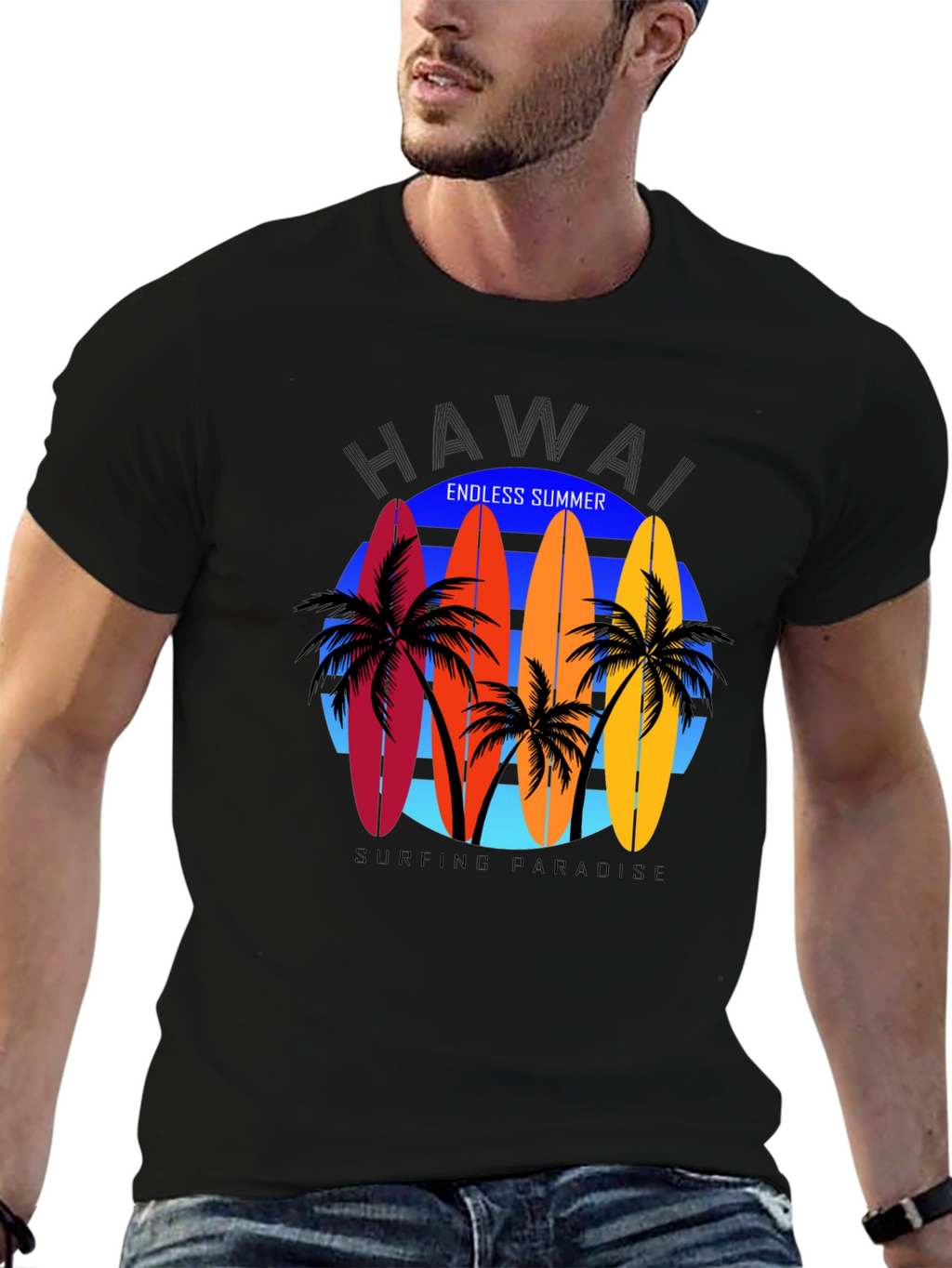 Hawaii Surfboard Graphic Tee - Endless Summer Vibes