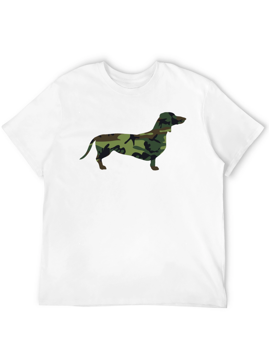 Camo Dachshund Print Black T-Shirt