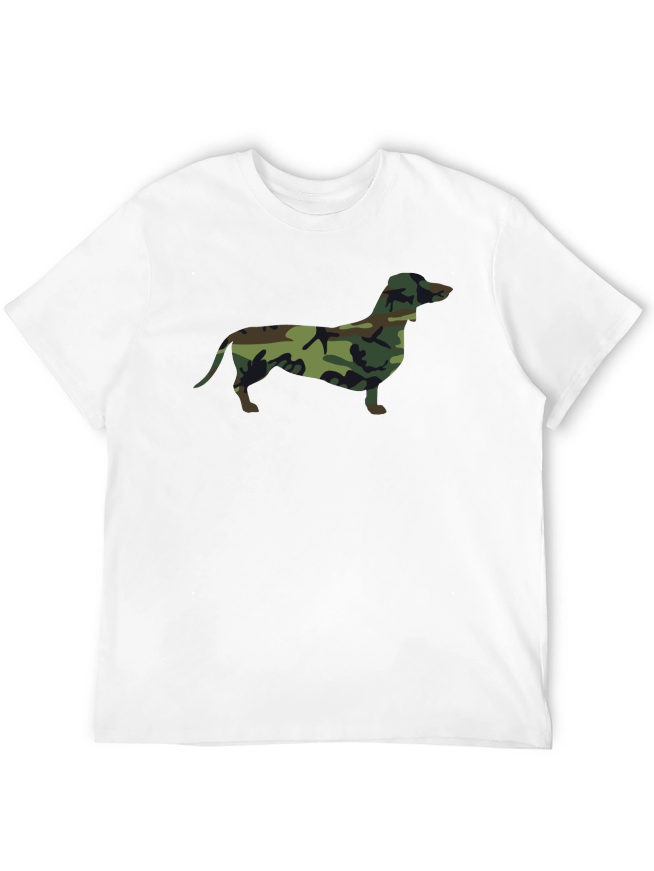 Camo Dachshund Print Black T-Shirt