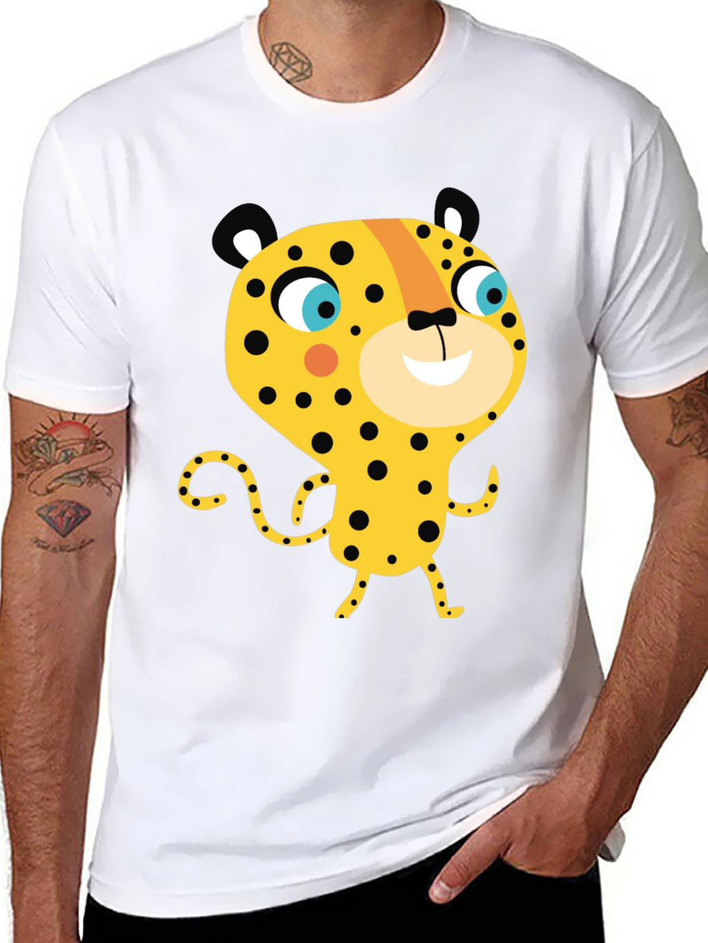 Cartoon Leopard Graphic Tee - Fun & Unique Design