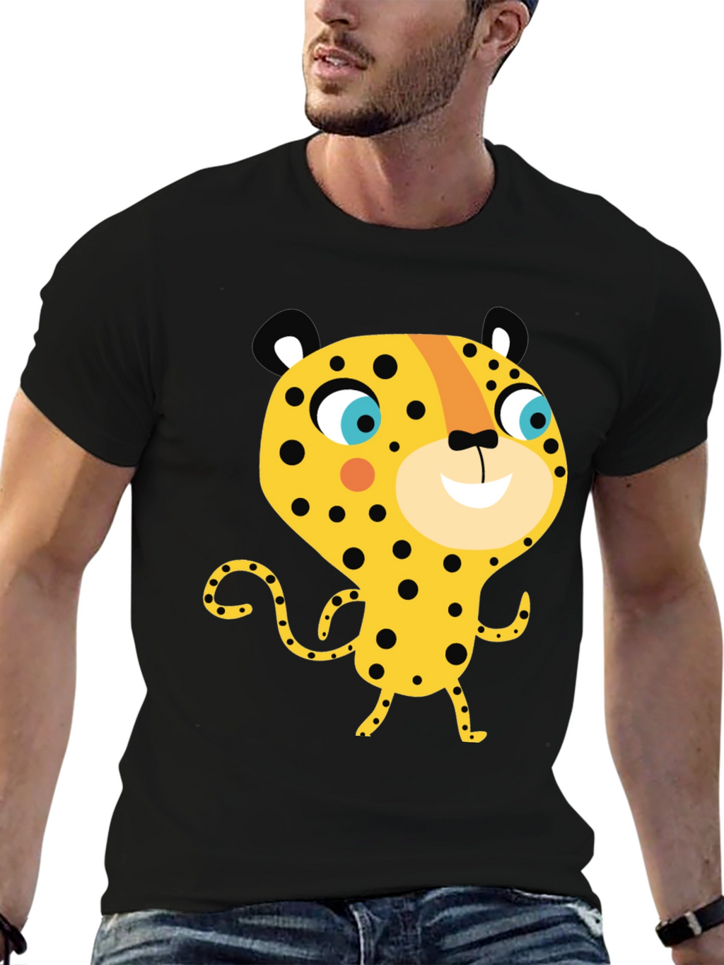 Cartoon Leopard Graphic Tee - Fun & Unique Design