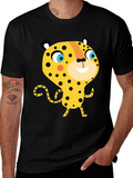 Cartoon Leopard Graphic Tee - Fun & Unique Design