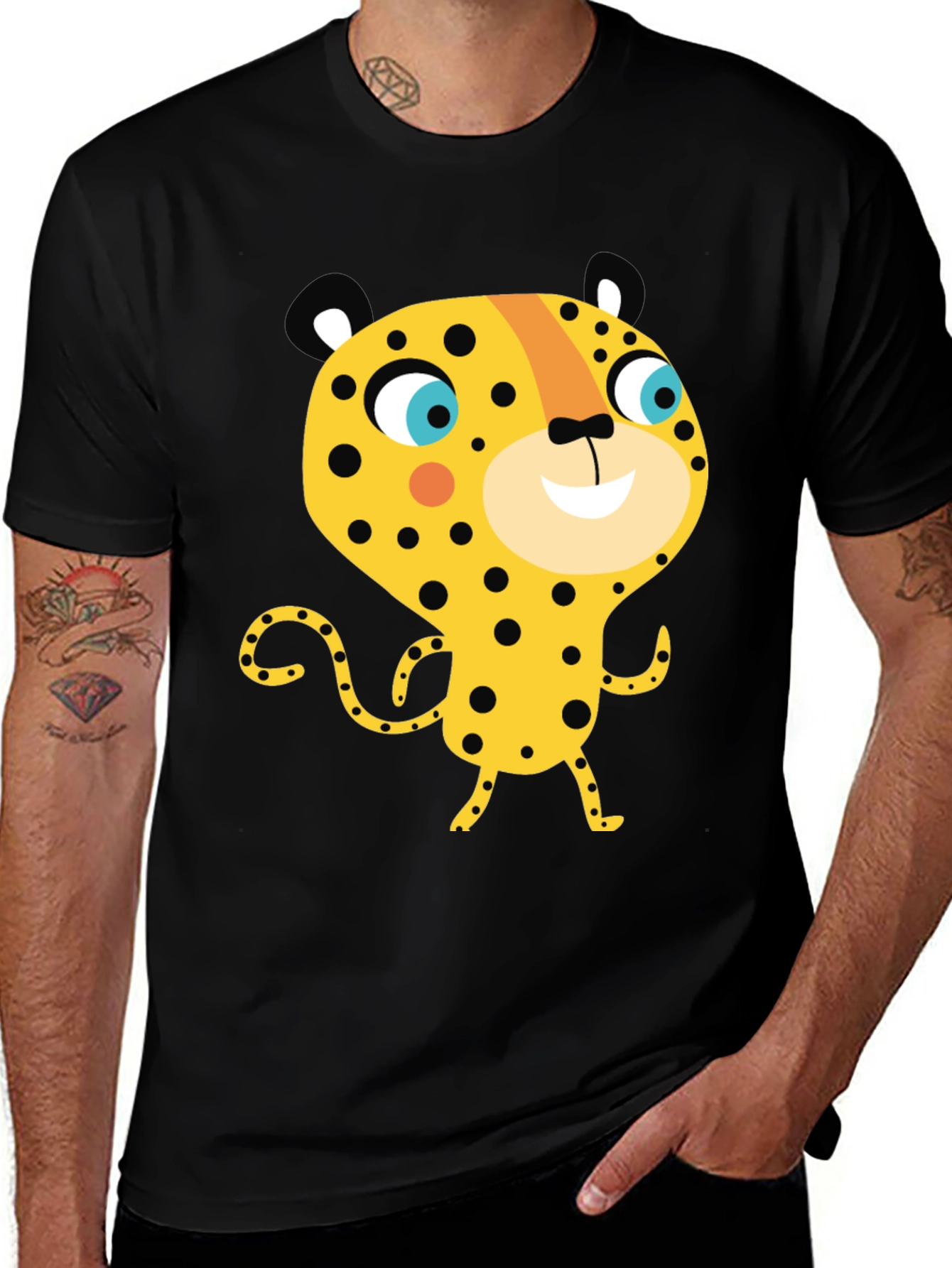 Cartoon Leopard Graphic Tee - Fun & Unique Design