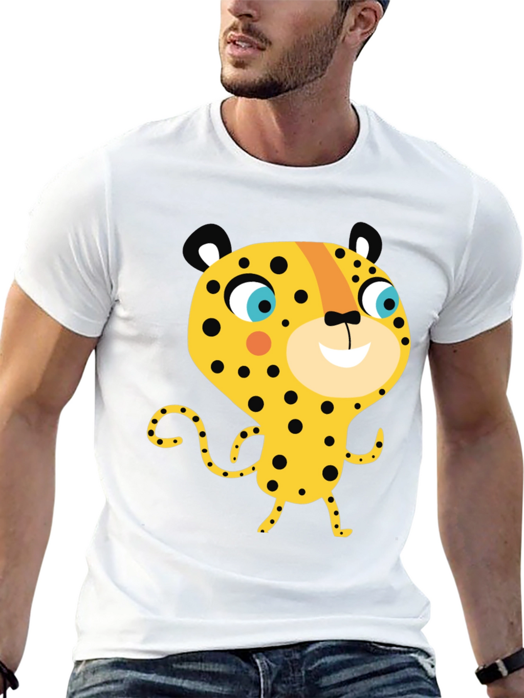 Cartoon Leopard Graphic Tee - Fun & Unique Design