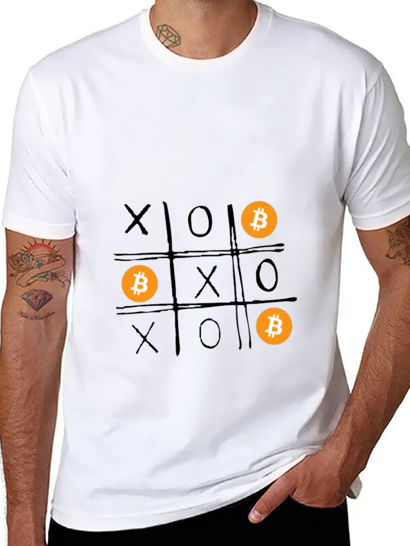 Bitcoin Tic-Tac-Toe Graphic T-Shirt
