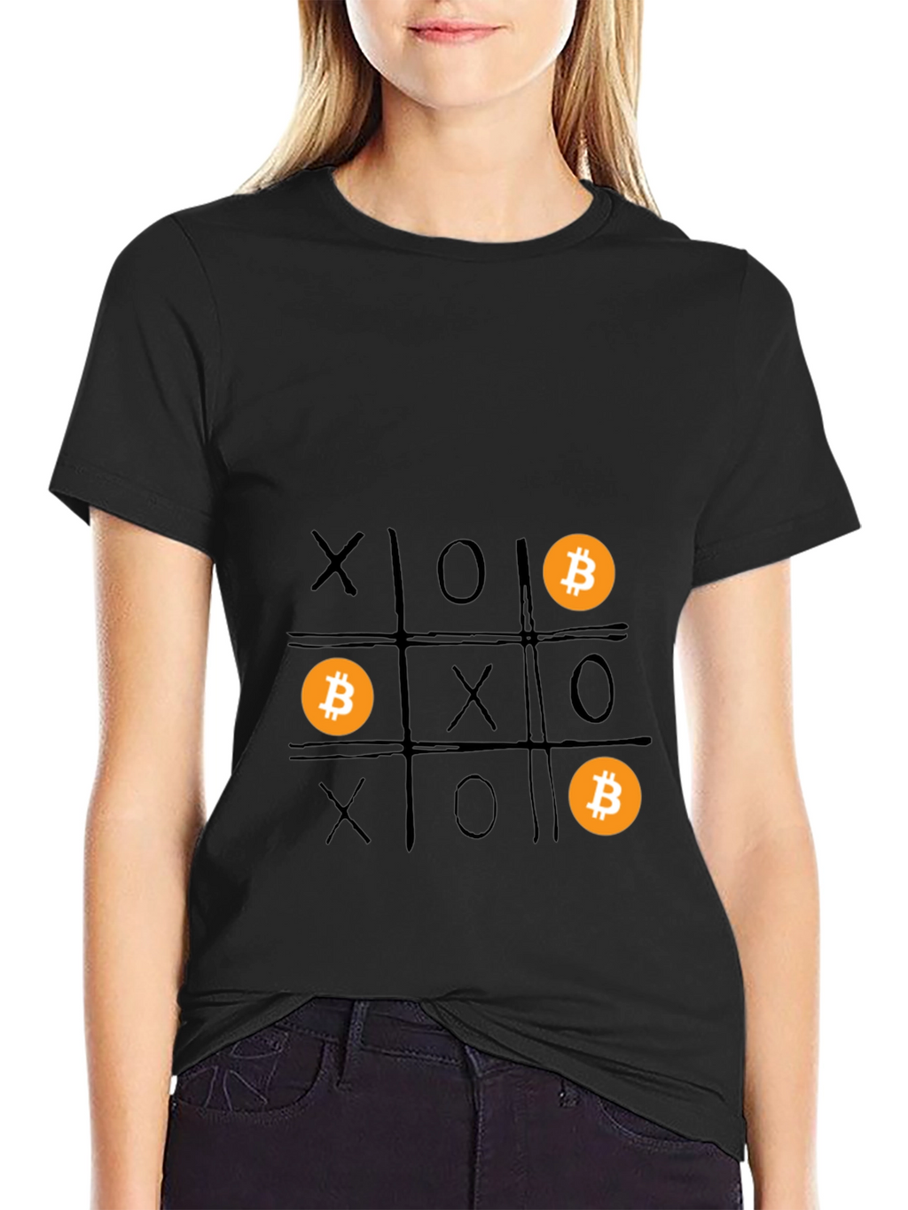 Bitcoin Tic-Tac-Toe Graphic T-Shirt