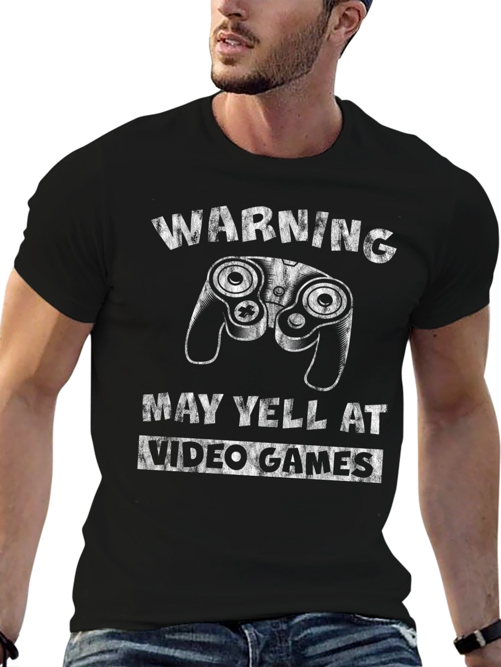 Warning May Yell at Video Games Black T-Shirt